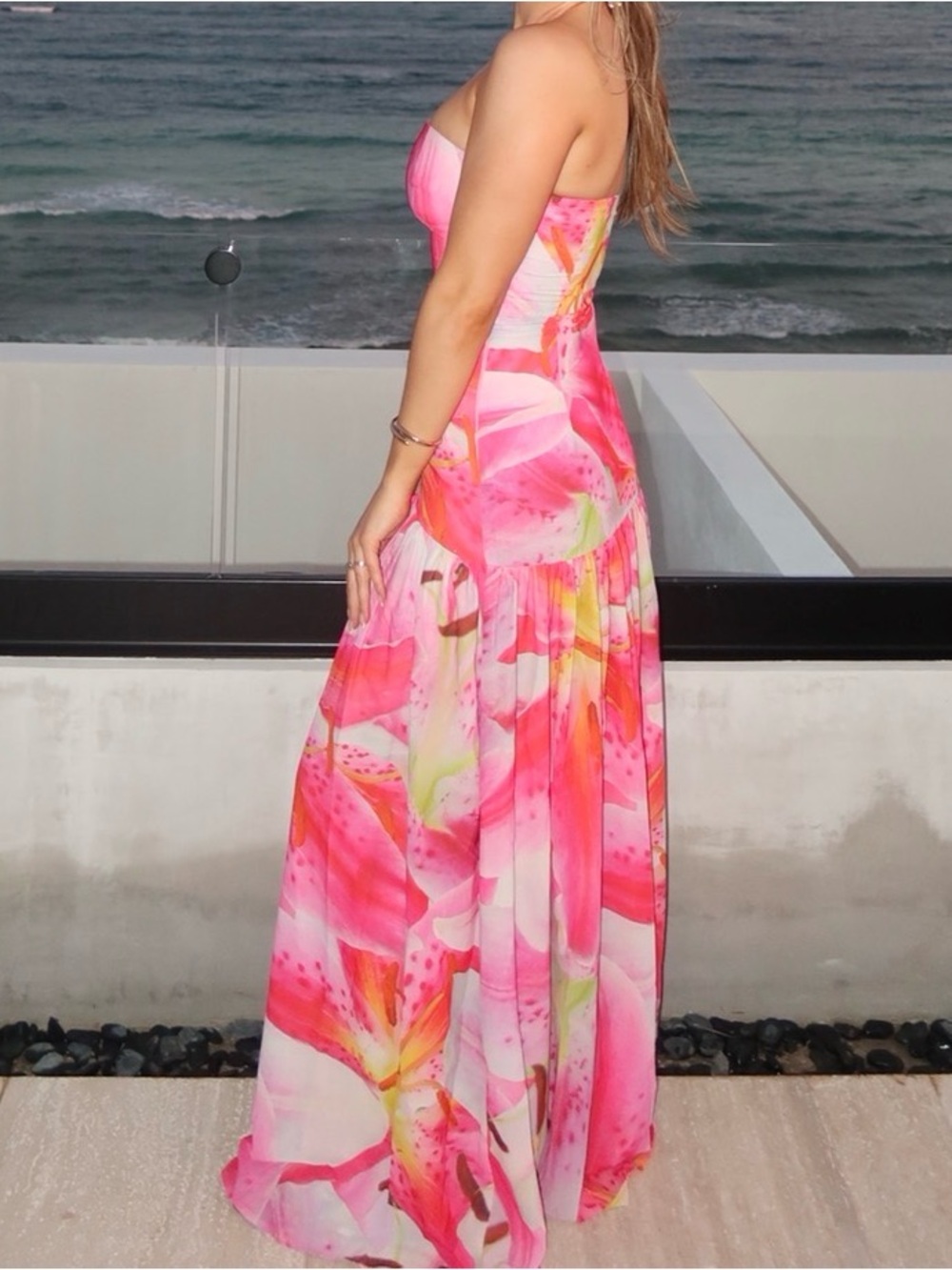 Peppermayo Pink & White Floral Strapless Maxi Dress - Picture 4 of 4